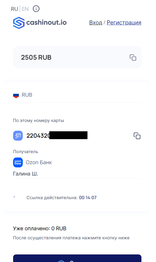 Введение инициалов плательщика