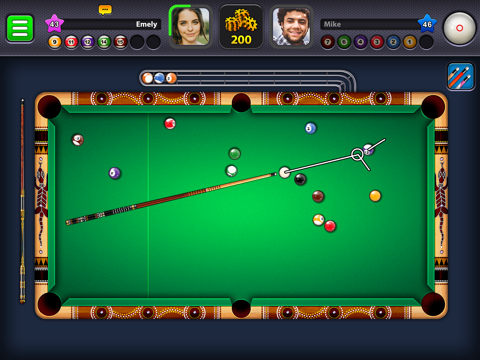 8 Ball Pool+ взлом на длинную линию прицеливания скачать последнюю версию  на Андроид в APK