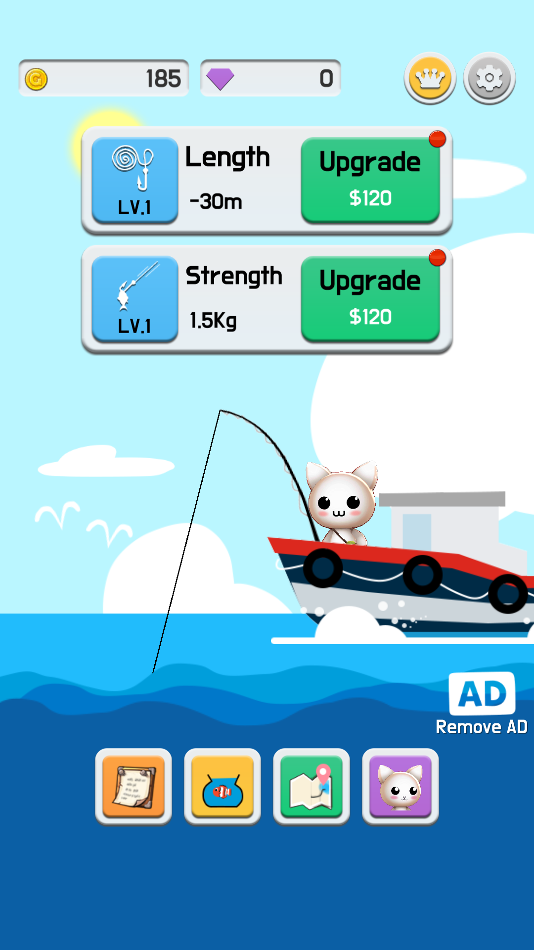 Cat Goes Fishing + мод на деньги скачать последнюю версию на Андроид в APK